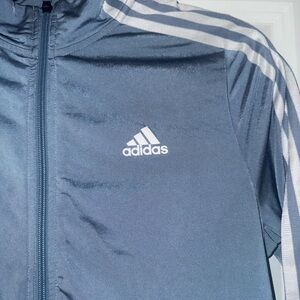 Adidas Blue-Gray Track Jacket with White Stripes